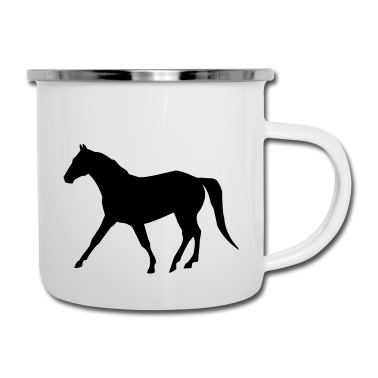 Pferde Emaille Tasse - pferd