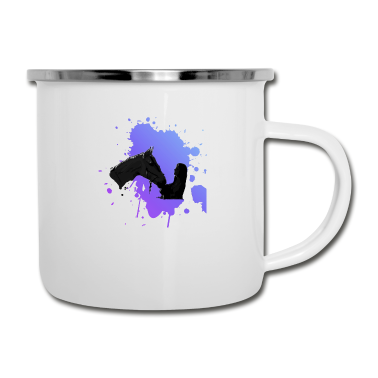 Pferde Emaille Tasse - Pferd