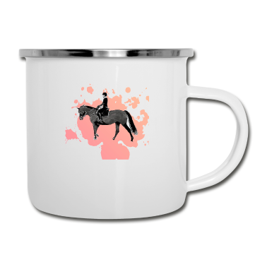 Pferde Emaille Tasse - Pferd