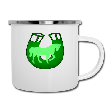 Pferde Emaille Tasse - Pferd