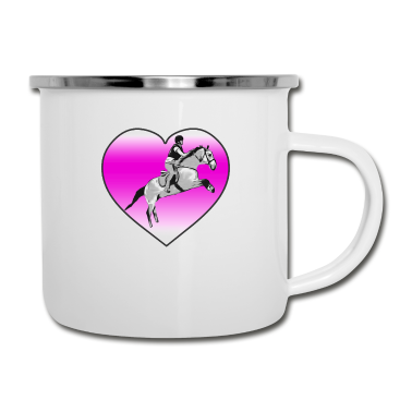 Pferde Emaille Tasse - Pferd