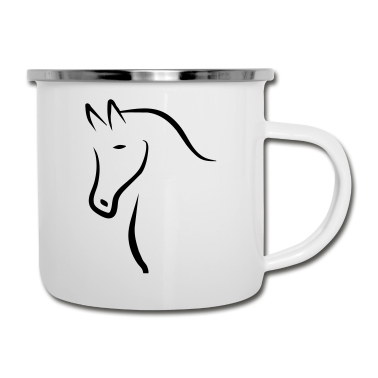Pferde Emaille Tasse - Pferd