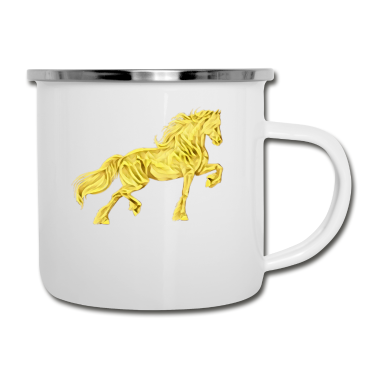 Pferde Emaille Tasse - Pferd