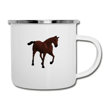Pferde Emaille Tasse - Pferd