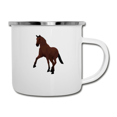 Pferde Emaille Tasse - Pferd