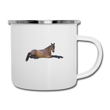 Pferde Emaille Tasse - Pferd