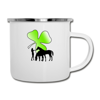 Pferde Emaille Tasse - Pferd