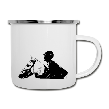 Pferde Emaille Tasse - Pferd