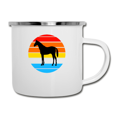 Pferde Emaille Tasse - Pferd