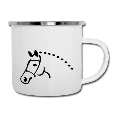 Pferde Emaille Tasse - Pferd