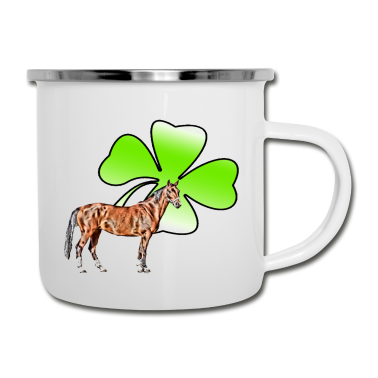 Pferde Emaille Tasse - Pferd
