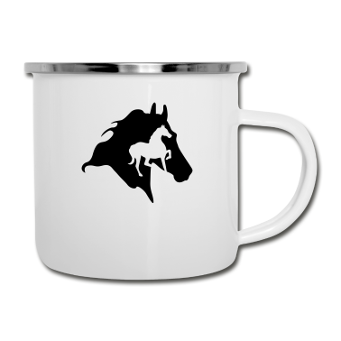 Pferde Emaille Tasse - Pferde
