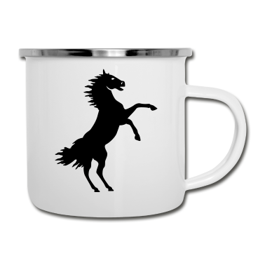 Pferde Emaille Tasse - pferde