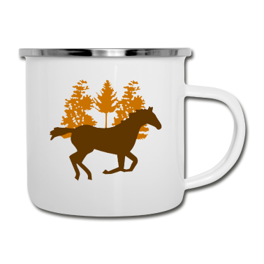 Pferde Emaille Tasse - Pferd