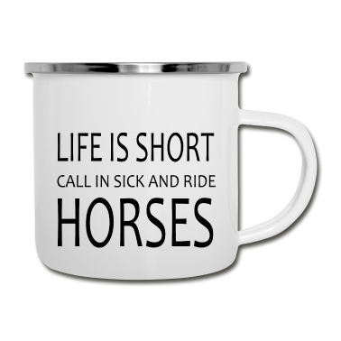 Pferde Emaille Tasse - Pferd