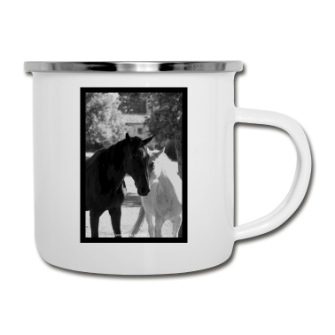 Pferde Emaille Tasse - Pferd