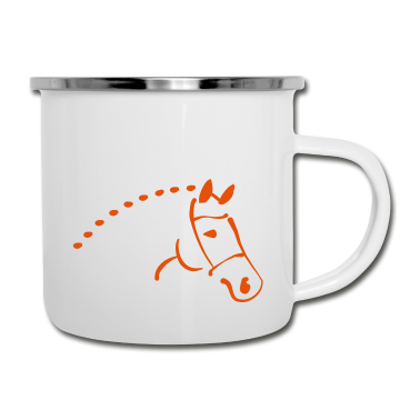 Pferde Emaille Tasse - Pferd
