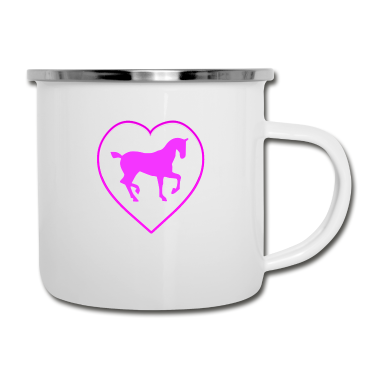 Pferde Emaille Tasse - Pferde