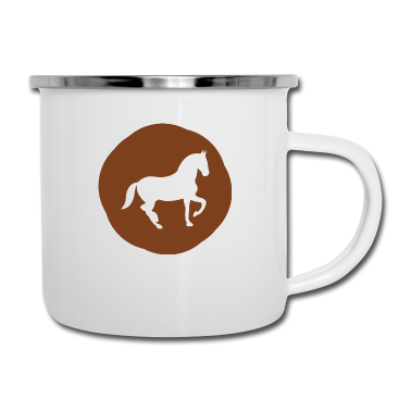 Pferde Emaille Tasse - Pferd