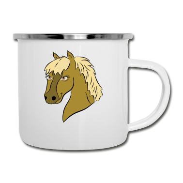 Pferde Emaille Tasse - Pferd