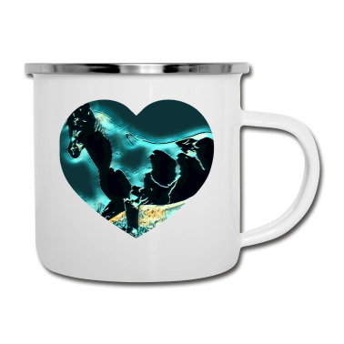 Pferde Emaille Tasse - Pferd