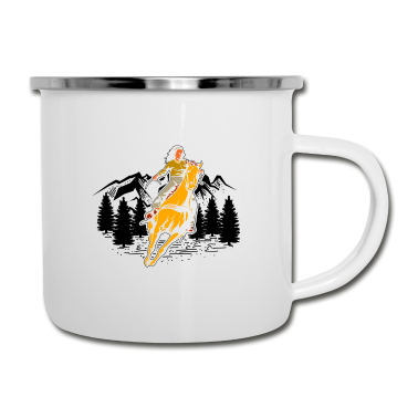 Pferde Emaille Tasse - Pferde