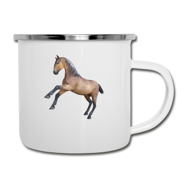 Pferde Emaille Tasse - Pferd