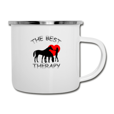 Pferde Emaille Tasse - Pferde