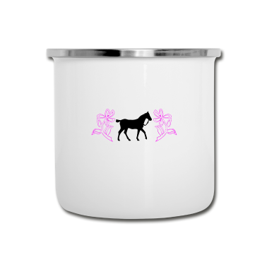 Pferde Emaille Tasse - Pferd