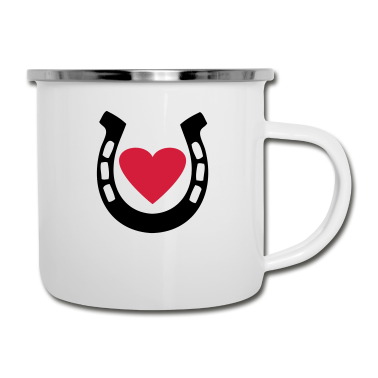 Pferde Emaille Tasse - pferde