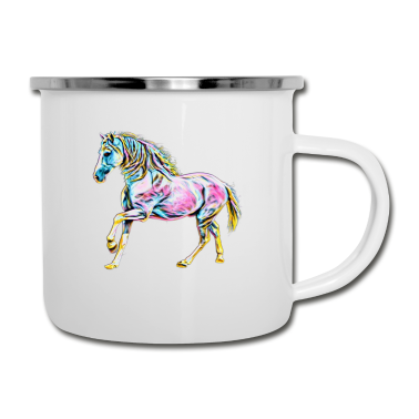 Pferde Emaille Tasse - Pferd
