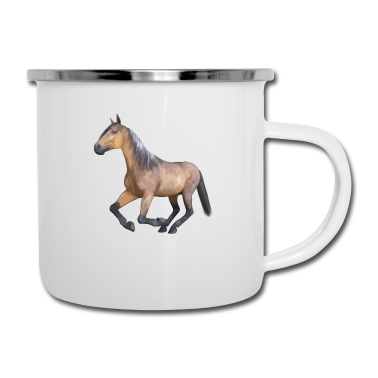 Pferde Emaille Tasse - Pferd