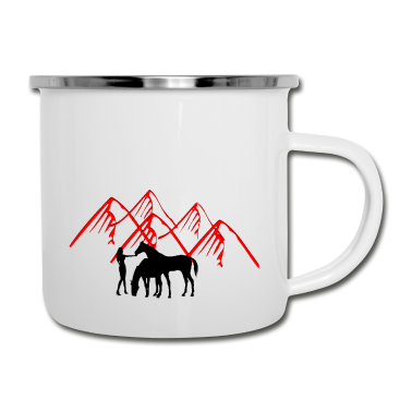 Pferde Emaille Tasse - Pferde