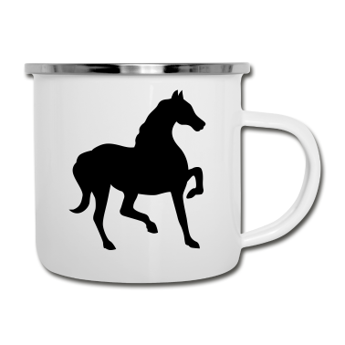 Pferde Emaille Tasse - pferde