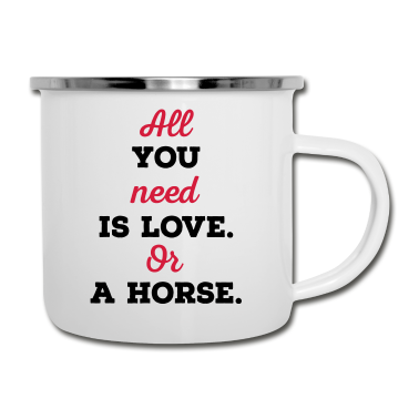 Pferde Emaille Tasse - Pferd