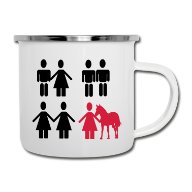 Pferde Emaille Tasse - Pferde