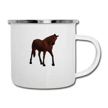 Pferde Emaille Tasse - Pferd