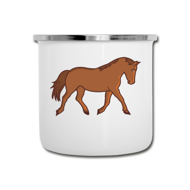 Pferde Emaille Tasse - Pferd