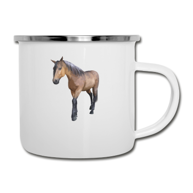 Pferde Emaille Tasse - Pferd