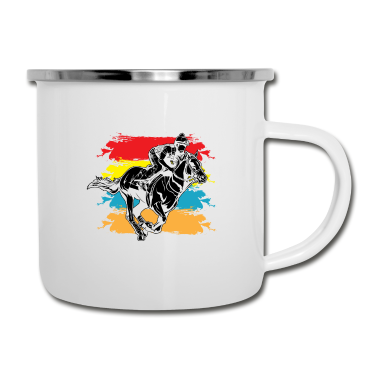 Pferde Emaille Tasse - Pferd