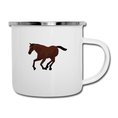 Pferde Emaille Tasse - Pferd
