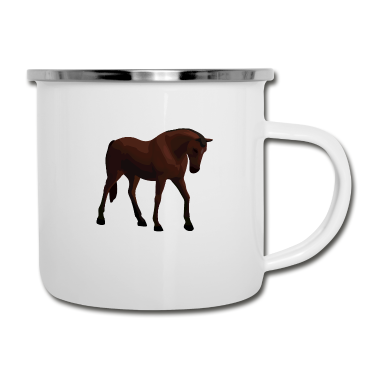 Pferde Emaille Tasse - Pferd