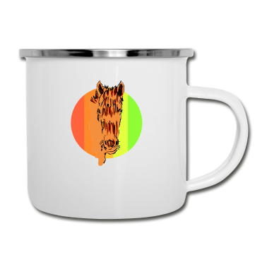 Pferde Emaille Tasse - Pferd