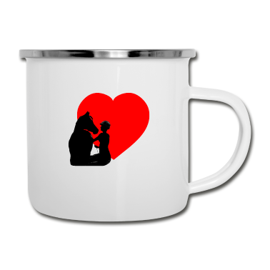 Pferde Emaille Tasse - Pferd