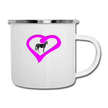 Pferde Emaille Tasse - Pferd