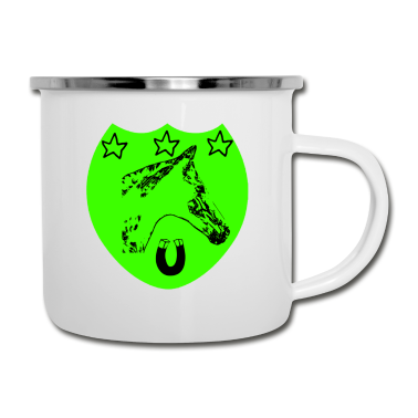 Pferde Emaille Tasse - Pferd