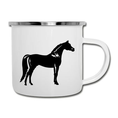 Pferde Emaille Tasse - pferd
