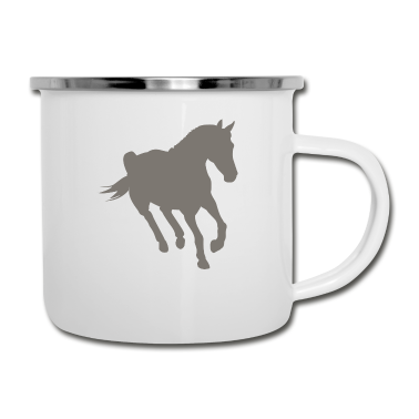 Pferde Emaille Tasse - Pferd