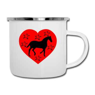 Pferde Emaille Tasse - Pferd