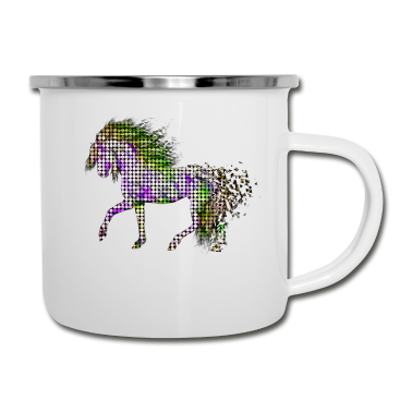 Pferde Emaille Tasse - Pferd